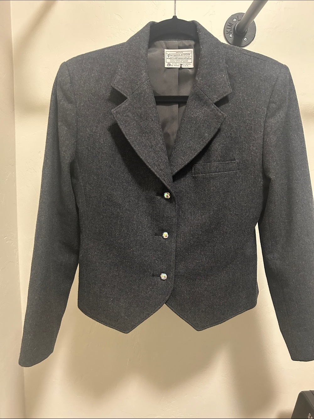 Pendleton woman’s Charcoal Gray Wool crop jacket